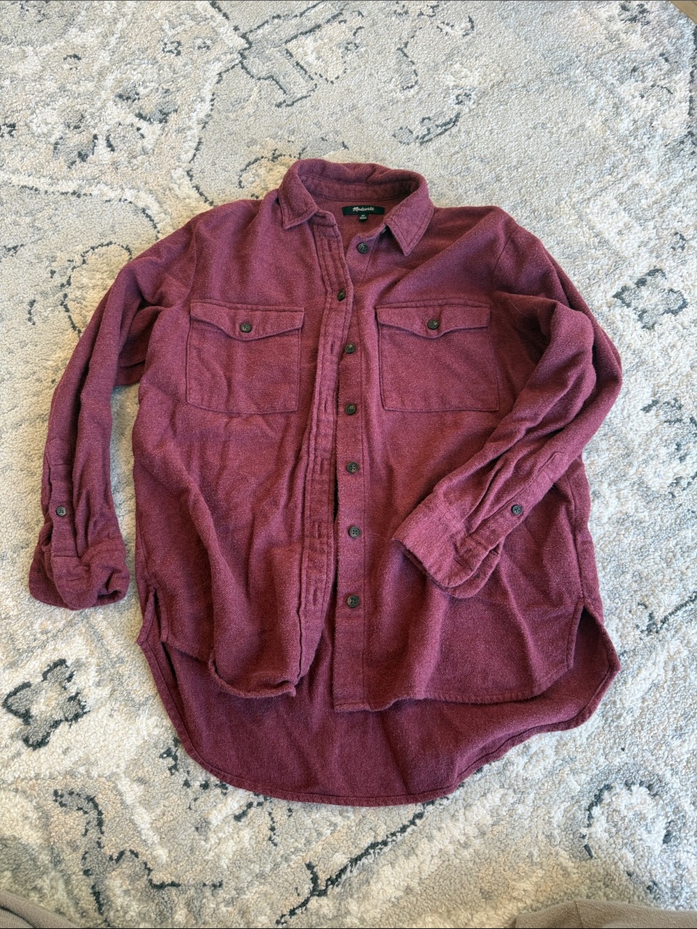 Madewell Deep Plum Button-Front Shirt Jacket